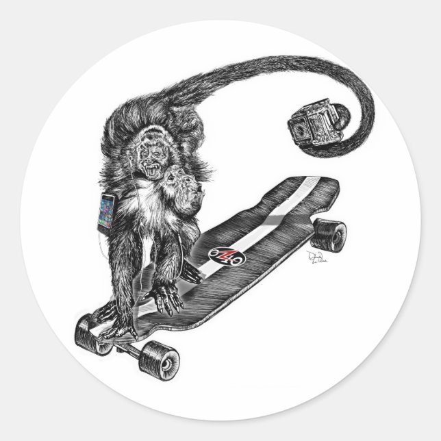 Adesivo Redondo Semian Skateboard Selfie (Frente)