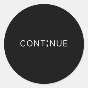 Adesivo Redondo Semicolon de Consciência da Saúde Mental Continua 