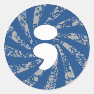 Adesivo Redondo Semicolon em raios do grunge