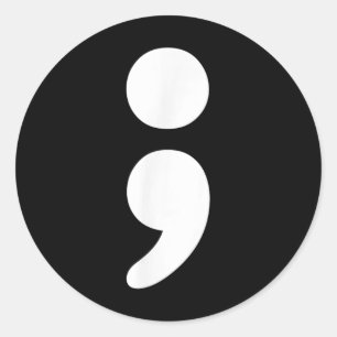 Adesivo Redondo Semicolon Mental Saúde S Consciência Mês