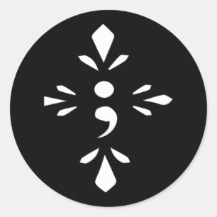 Adesivo Redondo Semicolon (Prevenção do suicídio) Sensibilização M
