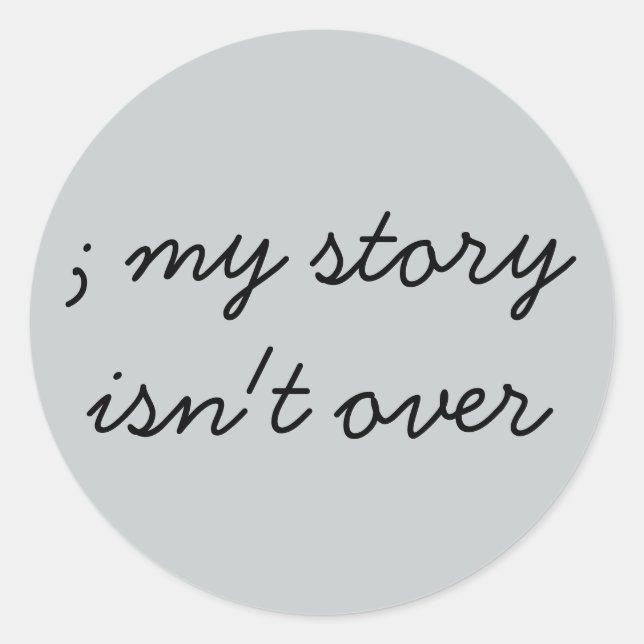 Adesivo Redondo SemiColon; Sensibilização para a Saúde Mental (Frente)