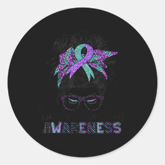 Adesivo Redondo Semicolon Suicida Sensibilização Cabelo Louco Para