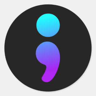 Adesivo Redondo Semicolon Suicida Sensibilização Semi Suicídio