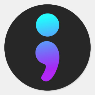 Adesivo Redondo Semicolon Suicida Sensibilização Semi Suicídio