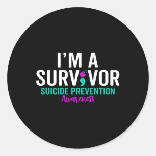 Adesivo Redondo Semicolon Suicídio Sensibilização para a saúde men