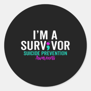 Adesivo Redondo Semicolon Suicídio Sensibilização para a saúde men