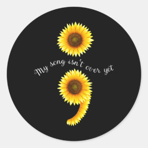 Adesivo Redondo Semicolon Sunflow Espalhando Awarene Mental
