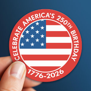 Adesivo Redondo Semiquincentenário da América 1776-2026 EUA Bandei