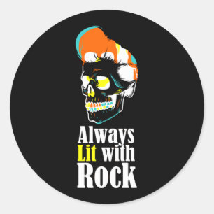 Adesivo Redondo Sempre aceso com rock