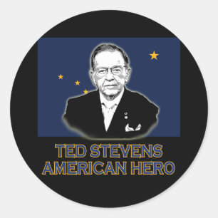 Adesivo Redondo Senador Ted Stevens T-shirt, herói americano
