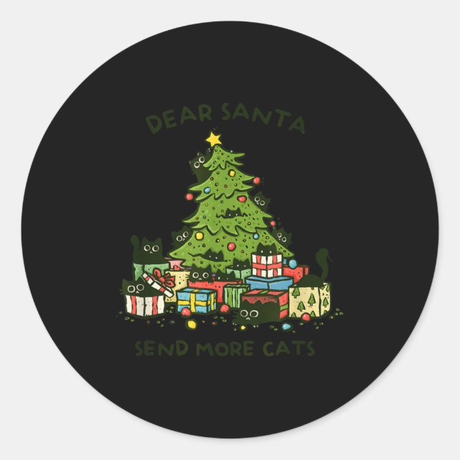 Adesivo Redondo Send More Cats Funny Gift Christmas Pet Black Cat  (Frente)