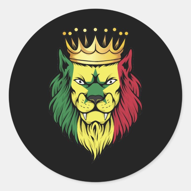 Adesivo Redondo Senegal Lion King Flag (Frente)