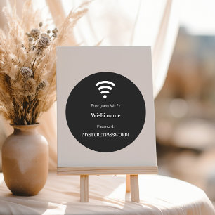 Adesivo Redondo Senha da rede wifi de cliente convidado preta