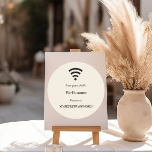 Adesivo Redondo senha da rede wifi do cliente convidado bege