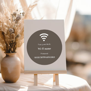 Adesivo Redondo senha da rede wifi do cliente convidado castanho t