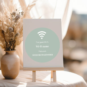 Adesivo Redondo senha da rede wifi do cliente convidado verde sage