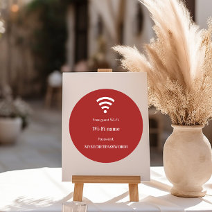 Adesivo Redondo senha da rede wifi do cliente convidado vermelho b