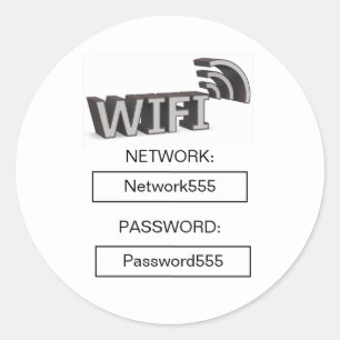 Adesivo Redondo Senha WiFi Empresarial Morden