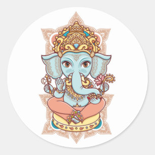 Adesivo Redondo Senhor Ganesh. do deus