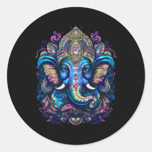 Adesivo Redondo Senhor Ganesha, Hinduísmo, Budismo, Deus Elefante,