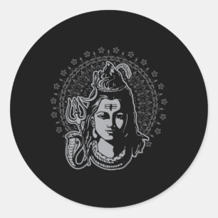 Adesivo Redondo Senhor Shiva Deus Hindu Mahadeva Tridente Hinduísm