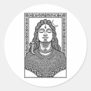 Adesivo Redondo Senhor Shiva Mehendi Tradicional Indiano E Mandala