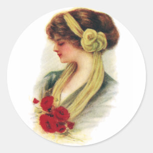 Adesivo Redondo Senhora com rosas