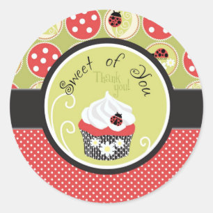 Adesivo Redondo Senhora Desinsetar & obrigado do cupcake você