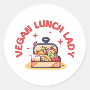 ADESIVO REDONDO SENHORA DO ALMOÇO VEGANO