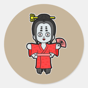 Adesivo Redondo Senhora Jorogumo- Japonês Yokai da aranha