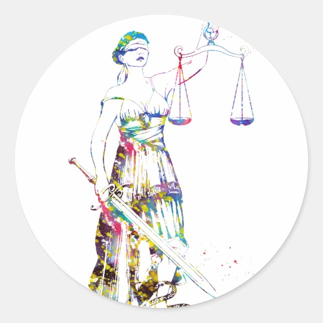 Adesivo Redondo Senhora Justiça (Frente)