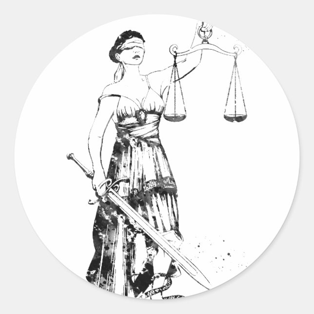 Adesivo Redondo Senhora Justiça (Frente)