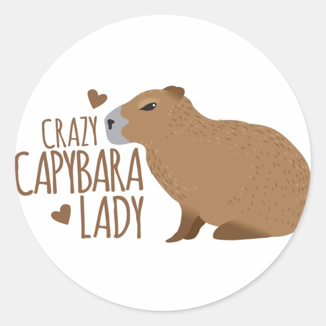Adesivo Redondo senhora louca do capybara (Frente)