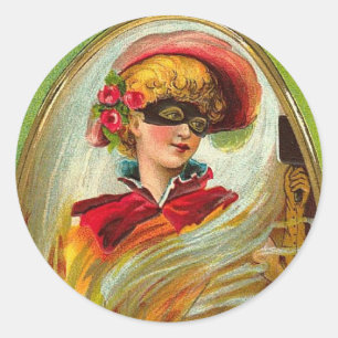 Adesivo Redondo Senhora mascarada o Dia das Bruxas Cumprimento