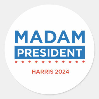 Adesivo Redondo Senhora Presidente Harris 2024