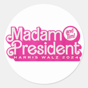 Adesivo Redondo Senhora Presidente   Harris Walz