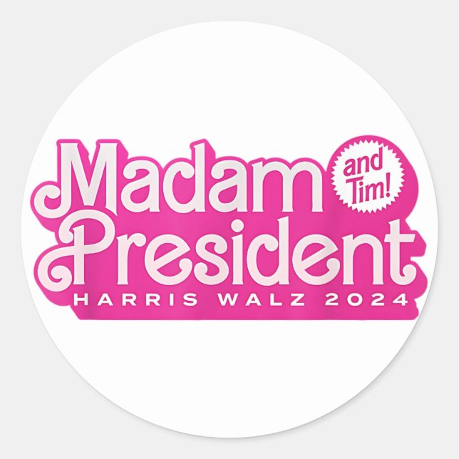 Adesivo Redondo Senhora Presidente | Harris Walz (Frente)
