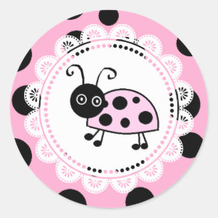 Adesivo Redondo Senhora Rosa Ladybug