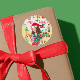 Adesivo Redondo Senhora Santa Natal Biscoitos da Cozinha Quebra-No
