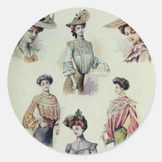 Adesivo Redondo Senhora Vitoriana - Moda Francesa Vintage - Barras