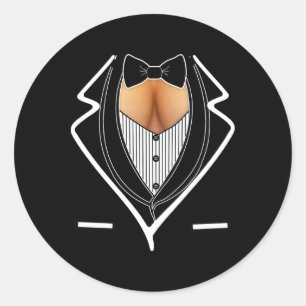 Adesivo Redondo Senhoras Cleavage Tuxedo Halloween Festa de Figuri