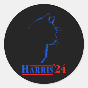 Adesivo Redondo Senhoras Para Kamala Funny Cat 2024 Presidente Kam
