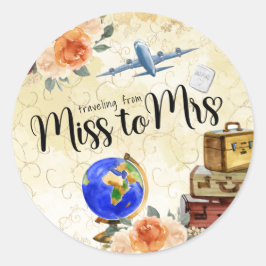 Adesivo Redondo Senhorita à Sra. Chá de panela