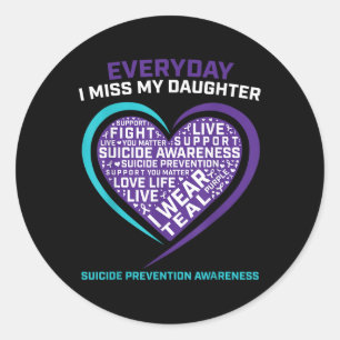 Adesivo Redondo Senhorita Minha Filha Suicida Sensibilização Camis