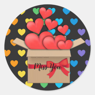 Adesivo Redondo Senhorita Você, design de coração colorido