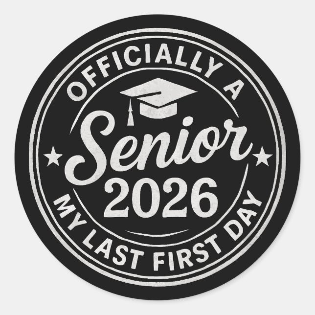 Adesivo Redondo Senior 2026 First Day Stamp (Frente)