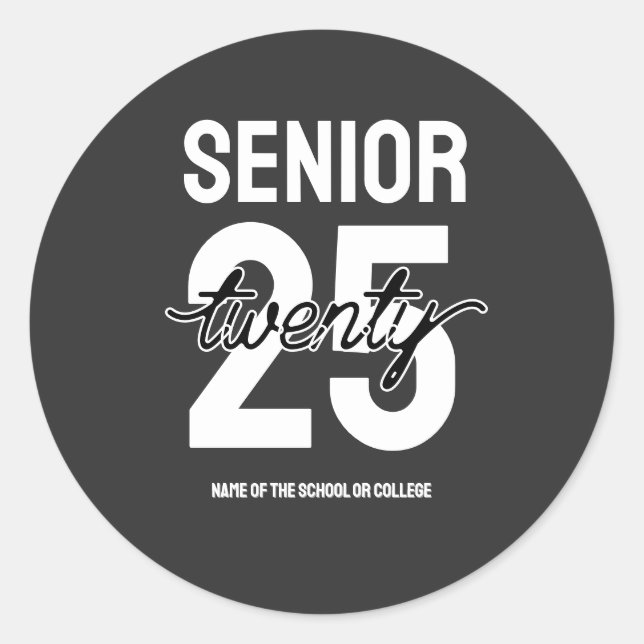 Adesivo Redondo Senior twenty 25 Graduation gift (Frente)