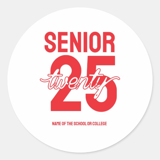 Adesivo Redondo Senior twenty 25 Graduation gift (Frente)