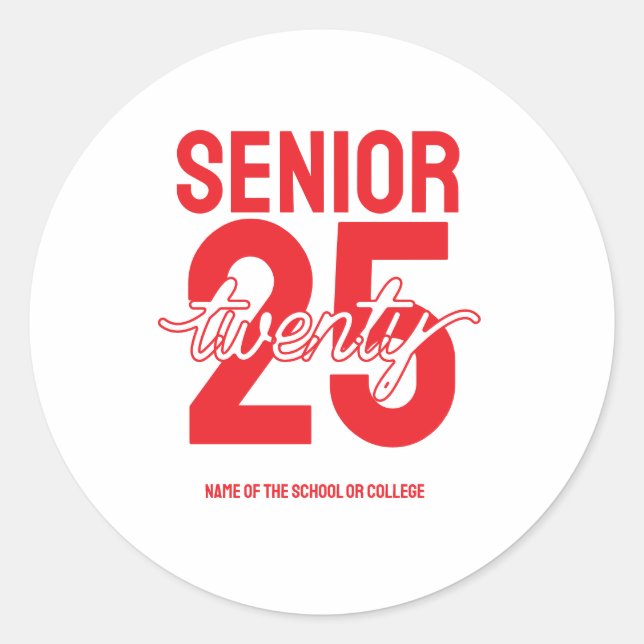 Adesivo Redondo Senior twenty 25 Graduation gift (Frente)